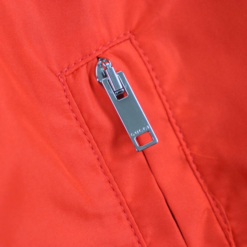  Gucci 693017 Interlocking G Back Print Zip Up Track Jacket Beige Orange S