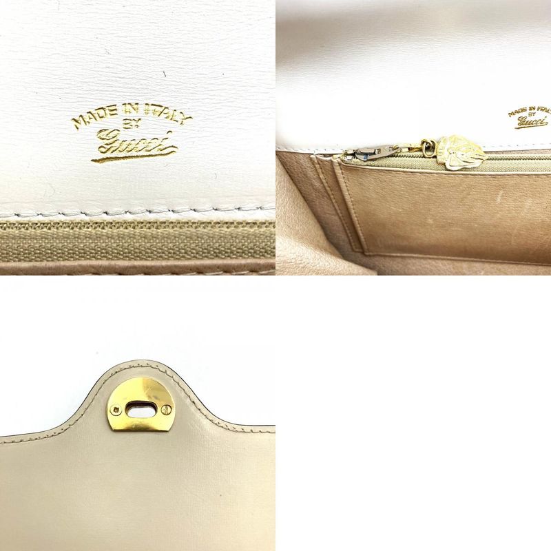 Gucci Shoulder Bag Leather White Vintage Old Gucci Women's