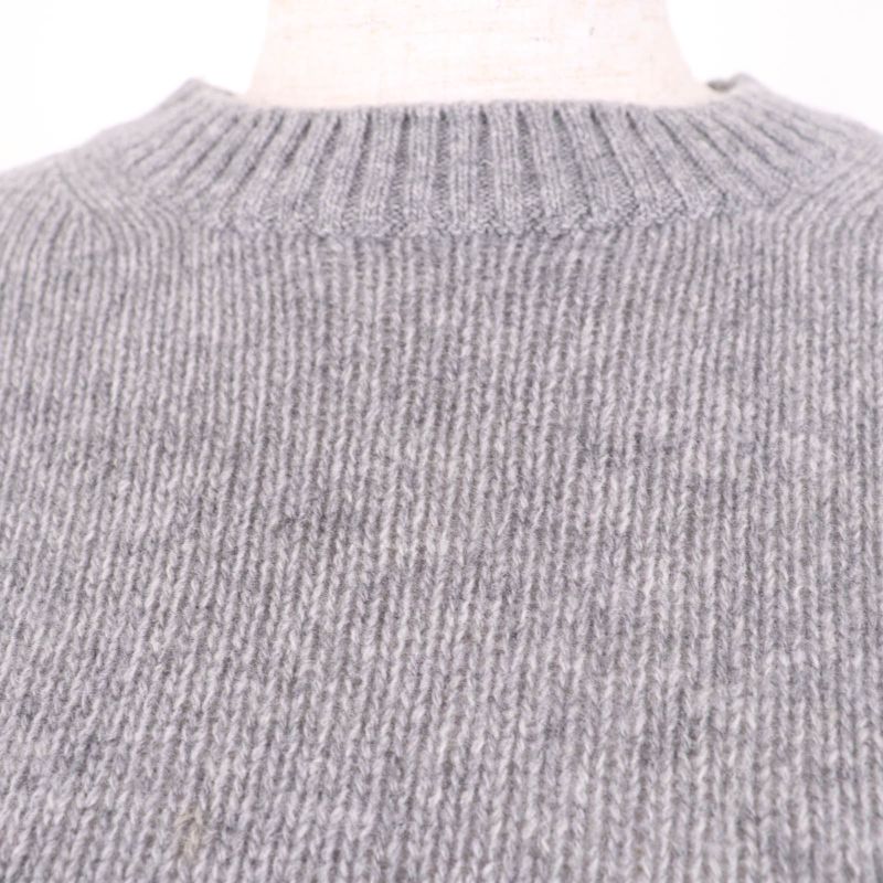 Prada 2021 P24m2h Virgin Wool Cashmere Blend Logo Design Long Sleeve Knit Top