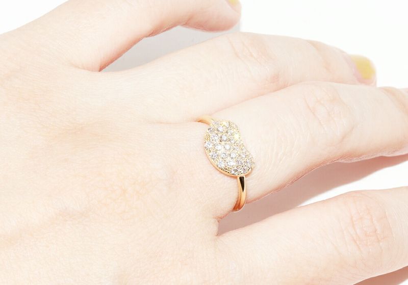 Tiffany & Co Ring 18K Yellow Gold With Diamonds 038ct Elsa Peretti Bean Design