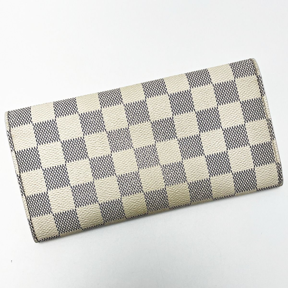 Louis Vuitton Portefeuille Emily N63021 Damier Azur Long Wallet Women's Gold