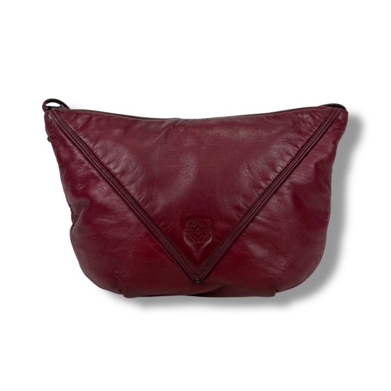 Loewe Mini Shoulder Bag Pochette Anagram Logo Red Bordeaux Nappaleather