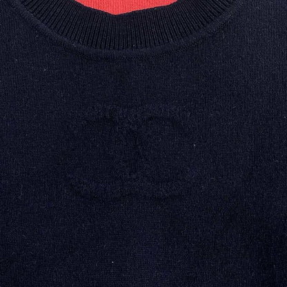 Gucci - P70525k Cashmere Coco Mark Logo Crew Neck Knit Pullover - S - Navy -