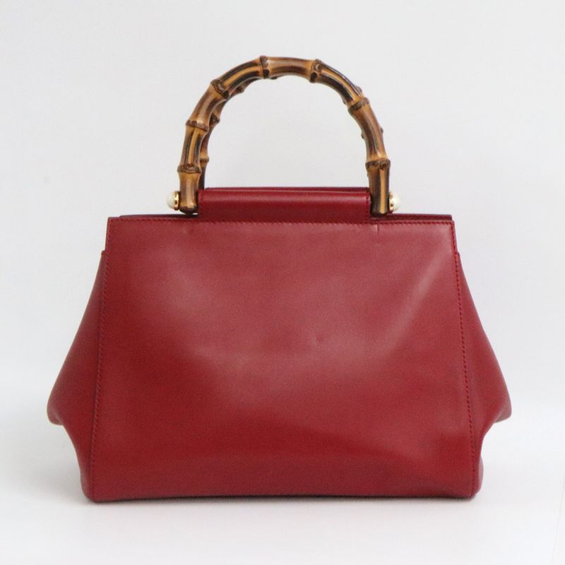 Gucci Bamboo Nimfair Small 2WAY Handbag 453767 Red Leather Shoulder