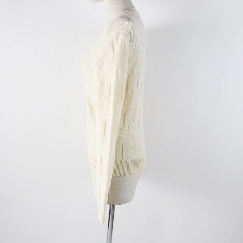 Hermes 23AW 3h2617d4 Wool H Motif Crewneck Long Sleeve Knit Pullover Ivory 34