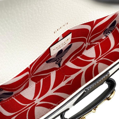 Gucci X Adidas Collaboration Shoulder Bag Horsebit 722009 Logo Chain White