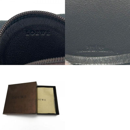 Loewe Coin Case Leather Brown Silver Hardware Anagram Small Round Ladies Men's