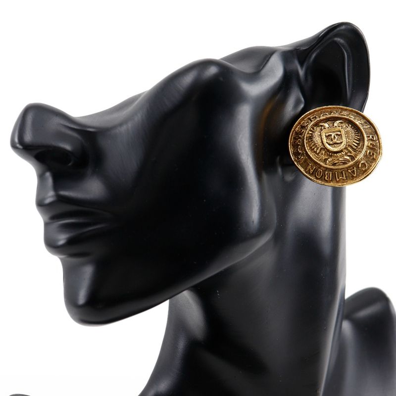 Chanel COCO MARK 31 RUE Cambon Vintage Gold Plated Ladies 26.0g Earrings
