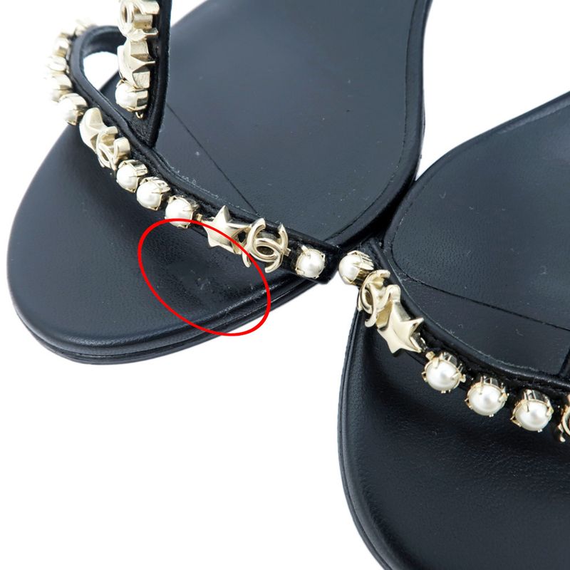 Chanel Strap Sandals G36122 Black 37 1 2C Coco Mark Sandals Women's
