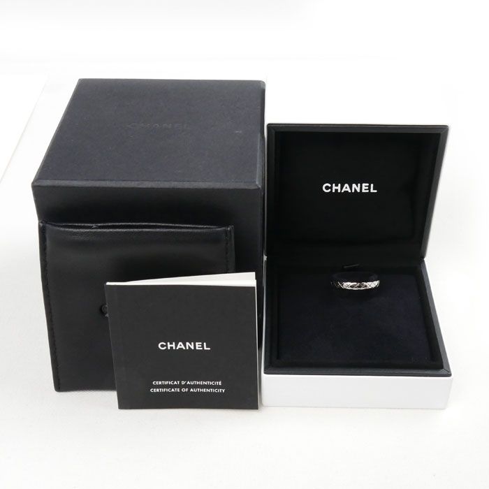 Chanel 18K White Gold White Togo Old Coco Crush Ring / Ring J11793 20 No 61 45g