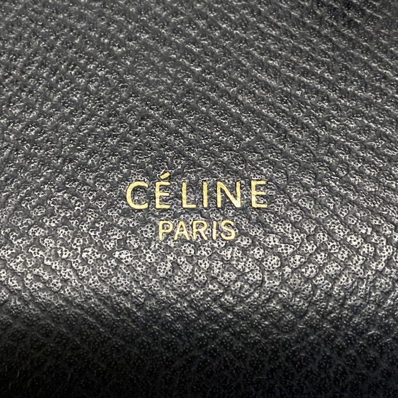 Celine Bifold Wallet Medium Strap Wallet Black And Pink Leather