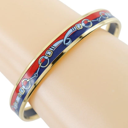 Hermes Emile Cloisonne Gold Plated Red Ladies 22g Bangle