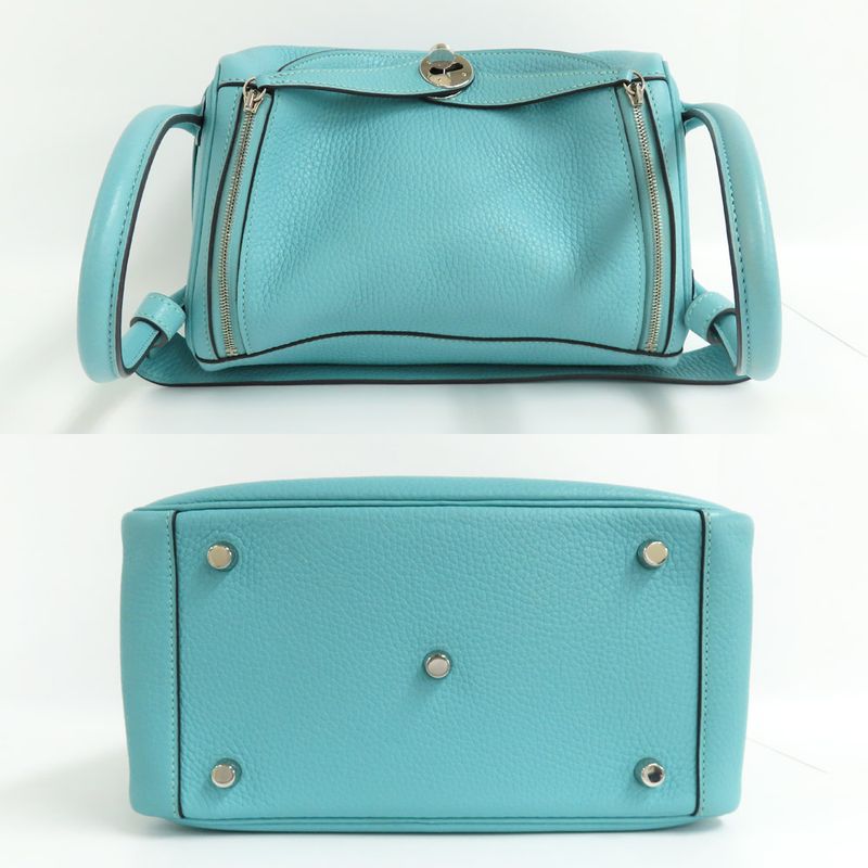 Hermes Lindy 26 Blue Heart Taurillon Clemence Handbag Shoulder - T