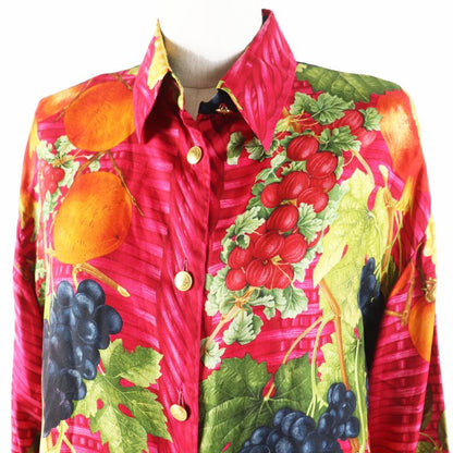 Gucci Vintage 1994 Tom Ford Period 100% Silk With Gold Buttons Fruit Print
