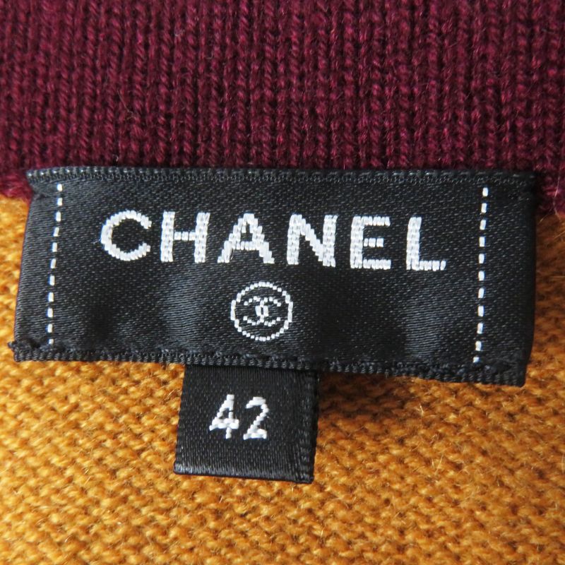 CHANEL 20AW P71510 100% Cashmere Coco Mark Buttons Bi-color Long Sleeves Long