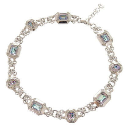 Christian Dior Vintage Metal Stone Silver Necklace Earrings 0757 Christian Dior