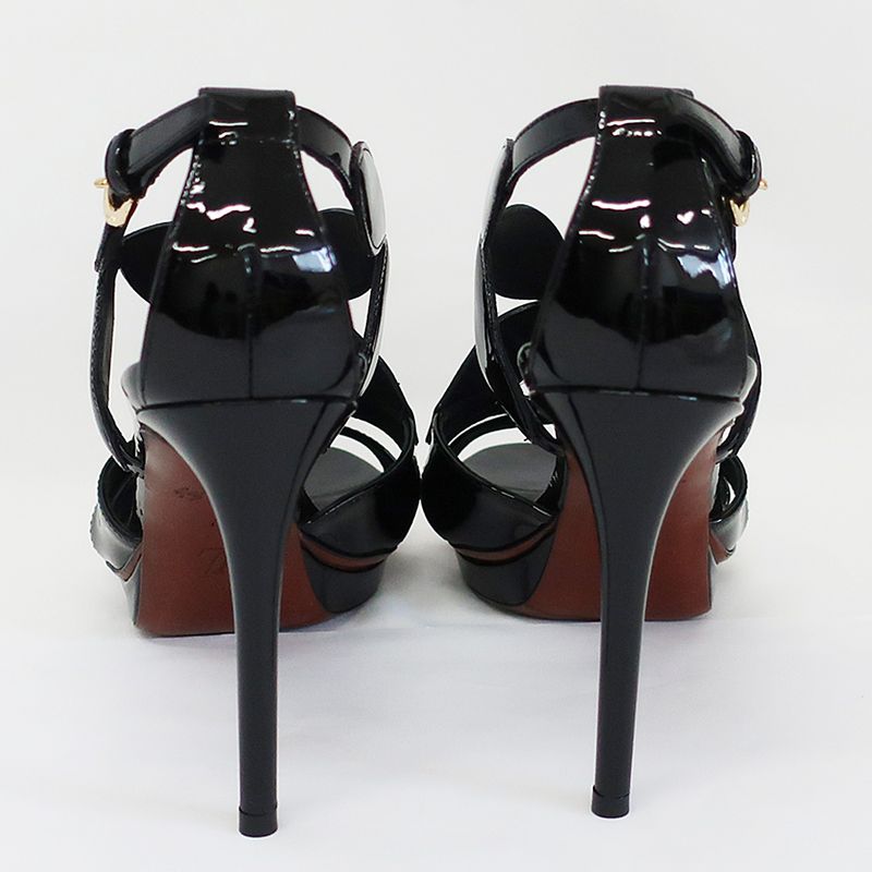 Louis Vuitton Sandals Pin Heel Sandals Black Gold Hardware Enamel