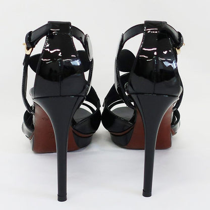 Louis Vuitton Sandals Pin Heel Sandals Black Gold Hardware Enamel