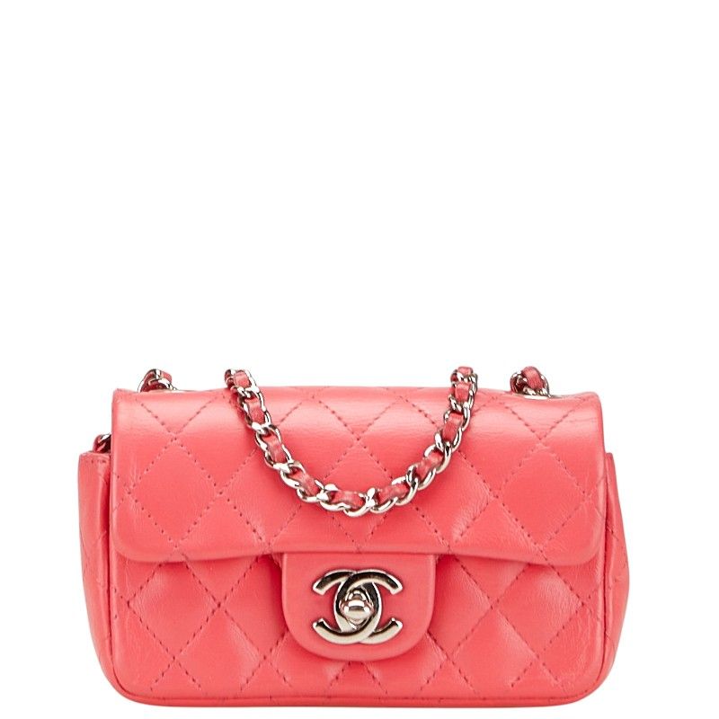 Chanel Mini Matelasse Coco Mark Chain Shoulder Bag Pink Lambskin Ladies Chanel