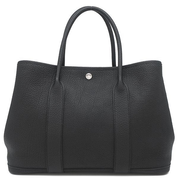 Hermes Tote Bag Garden Party PM Negonda Black Silver Hardware Black Engraved Y