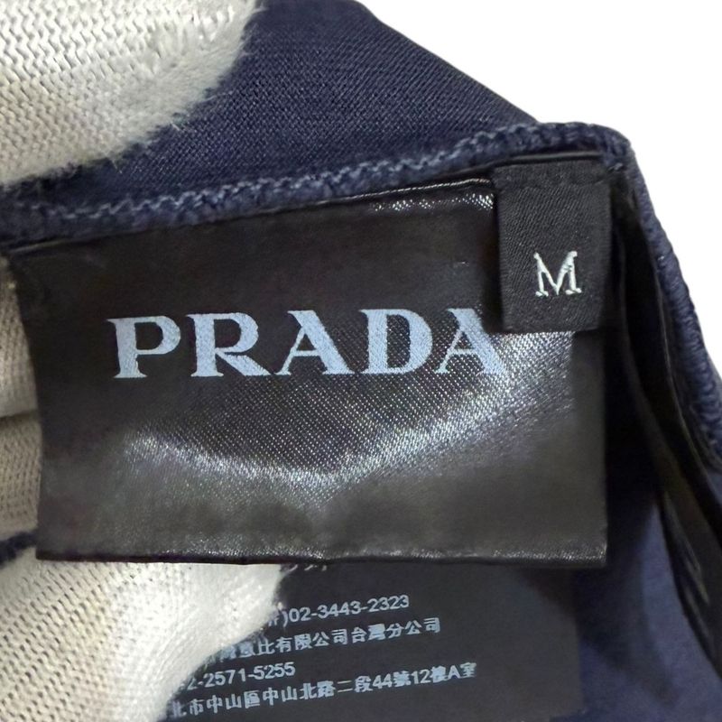 23aw Prada Used Cotton Pique Short Sleeve Polo Shirt Size M Navy Men's Used