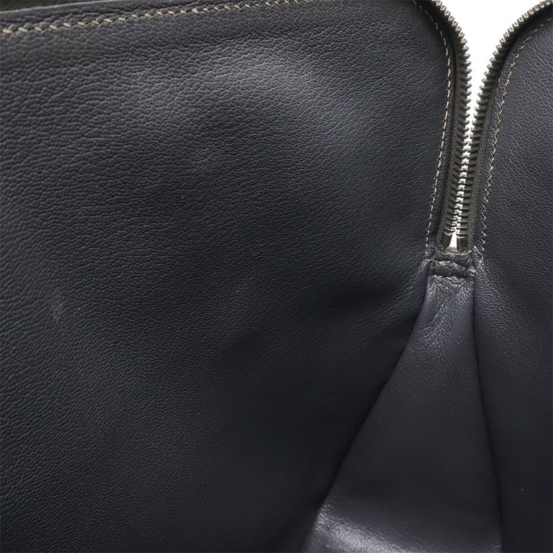 Hermes Escapada Tote Handbag Box Calf Leather Dark Grey Silver Hardware