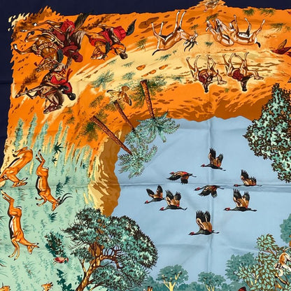 Hermes Scarf Carre 90 Africa Navy