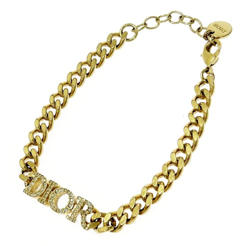 Christian Dior GP Rhinestone Dior Evolution Logo Bracelet Gold 368365 Bracelet