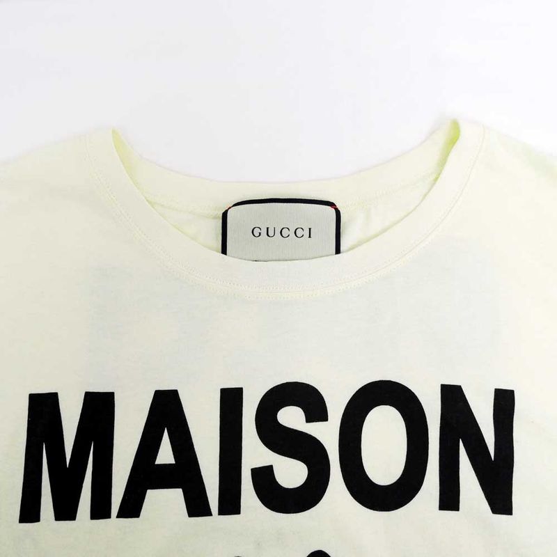 Gucci T-shirt Maison DE L'amor M Size White Sequin Logo Ladies' Clothing