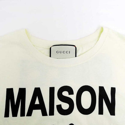 Gucci T-shirt Maison DE L'amor M Size White Sequin Logo Ladies' Clothing