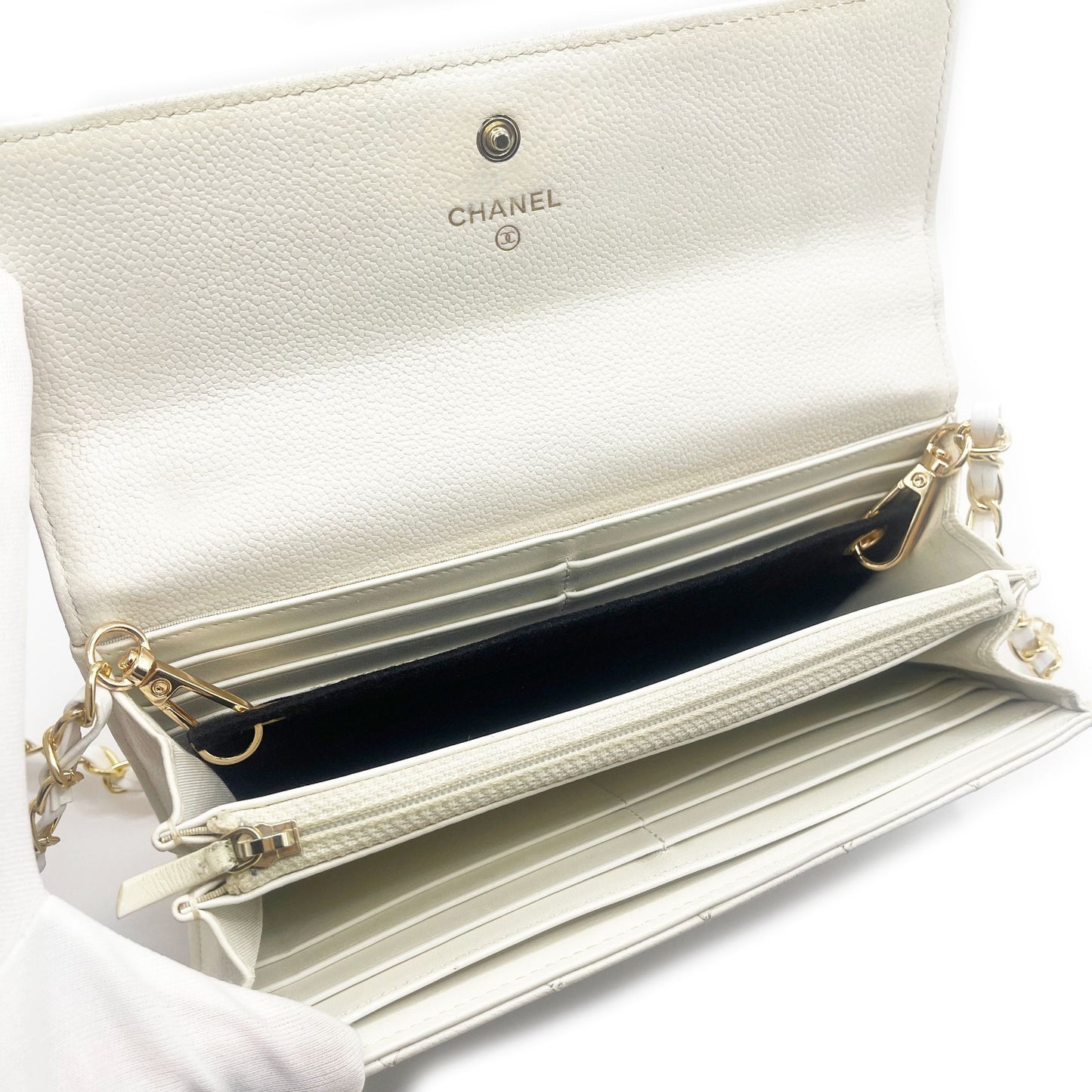 CHANEL Boy CC Flap Lambskin Wallet Chain Shoulder Crossbody Ivory Gold