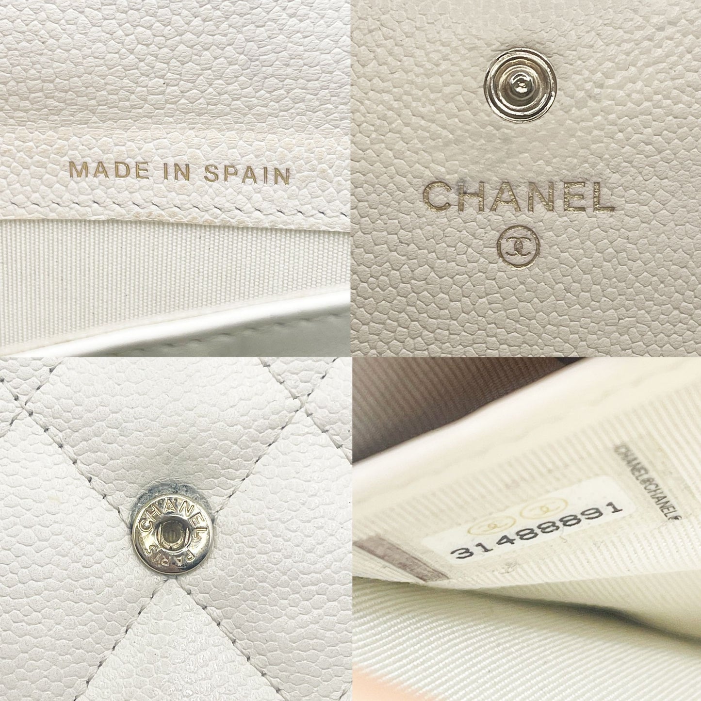 CHANEL Boy CC Flap Lambskin Wallet Chain Shoulder Crossbody Ivory Gold