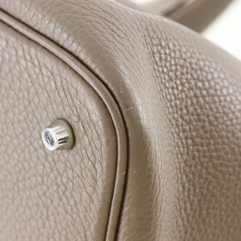 Hermes Picotin Lock MM Taurillon Clemence Etoupe Silver Hardware T Ladies