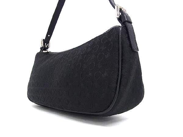 Celine C Macadam Canvas And Leather Handbag Mini Bag Ladies Black