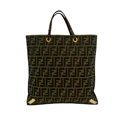 Fendi Zucca FF All Over Pattern Logo Hardware Canvas Leather