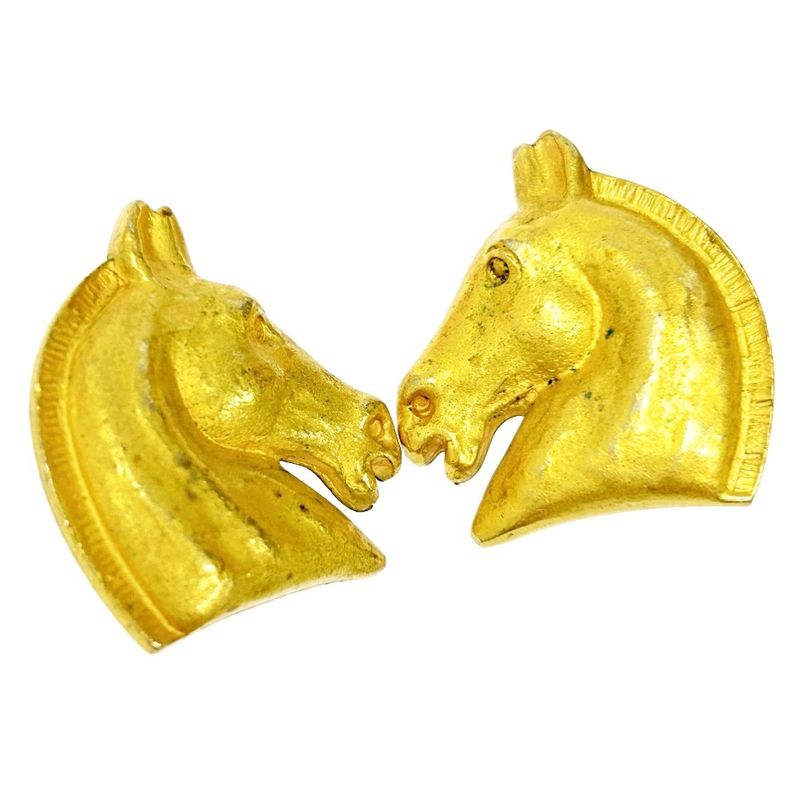 Hermes GP Bijouterie Fantaisie Horsehead Earrings with Box 307831 Earrings