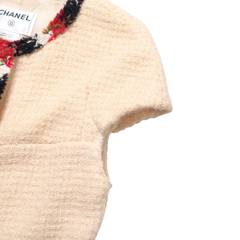 Chanel Jacket Size 38 Coco Mark CC Logo Buttons Blade Trim Wool Made In France
