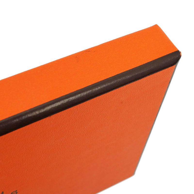 Hermes Calvi Sesame Brown Chevre B Engraved Silver Hardware Card Holder