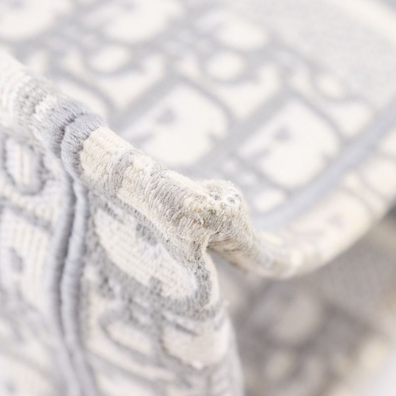 Dior Christian Dior Book Tote Medium Oblique Embroidery Cotton Light Gray