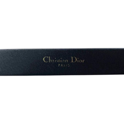 Christian Dior Belt CD Logo Rhinestone Leather Black Gold Hardware Christian