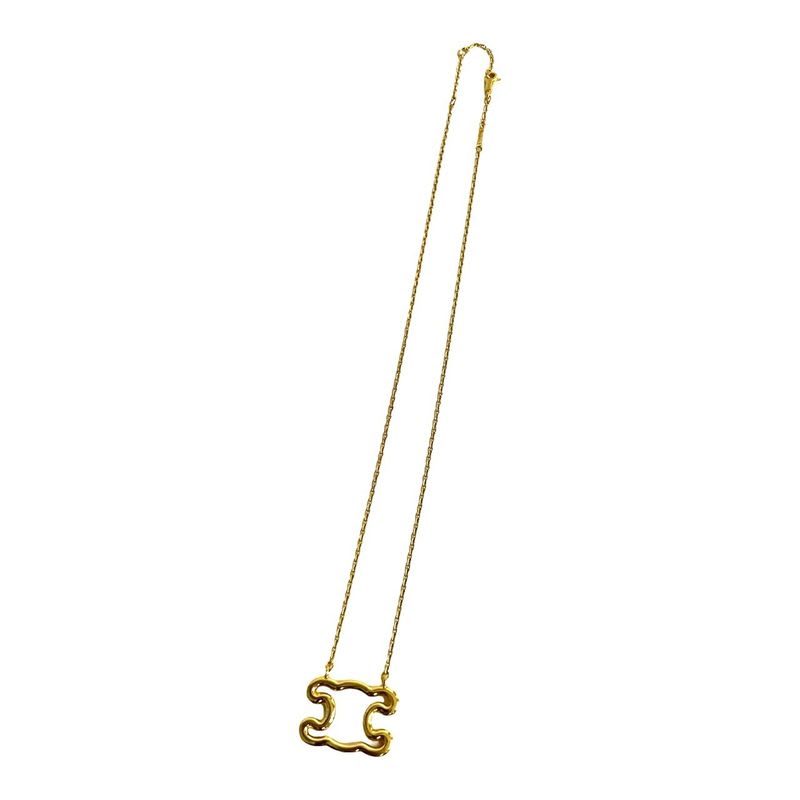 Celine Triomphe Logo Motif Frame Necklace Pendant Choker Accessory