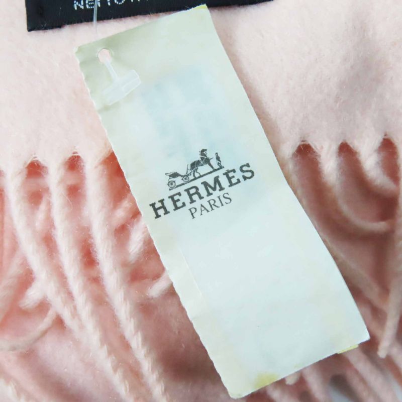 Hermes 100% Cashmere Extra Large Shawl With Logo Embroidery