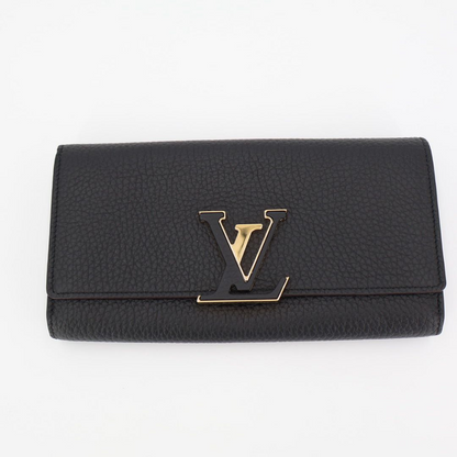 Louis Vuitton Long Wallet Portefeuille Capucines Taurillon Leather Marine Rouge