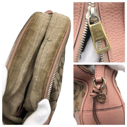 Gucci GG Pattern Pink Beige Brown GG Canvas/leather 449413 Shoulder Bag