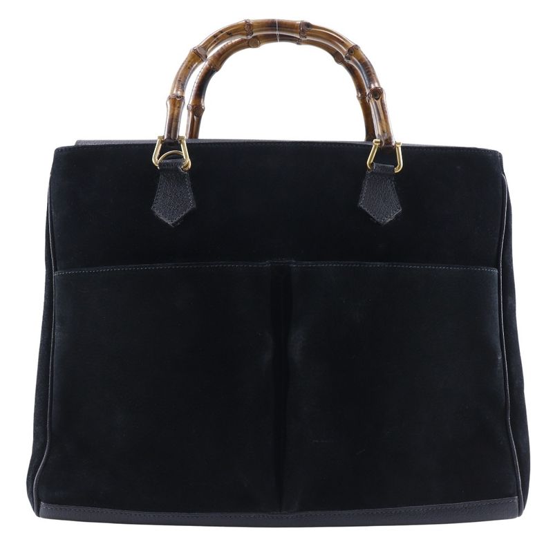 Gucci Bamboo Tote Old Gucci Suede Black Women's Tote Bag
