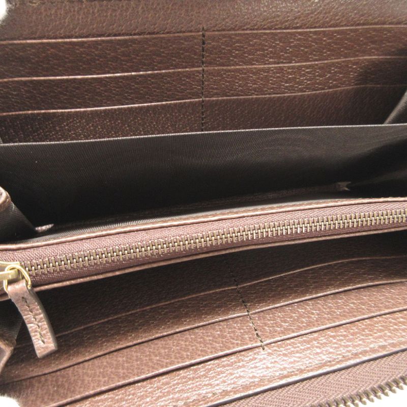Gucci Diana 658634 Bamboo GG Supreme Leather Beige Brown Round Zipper Long