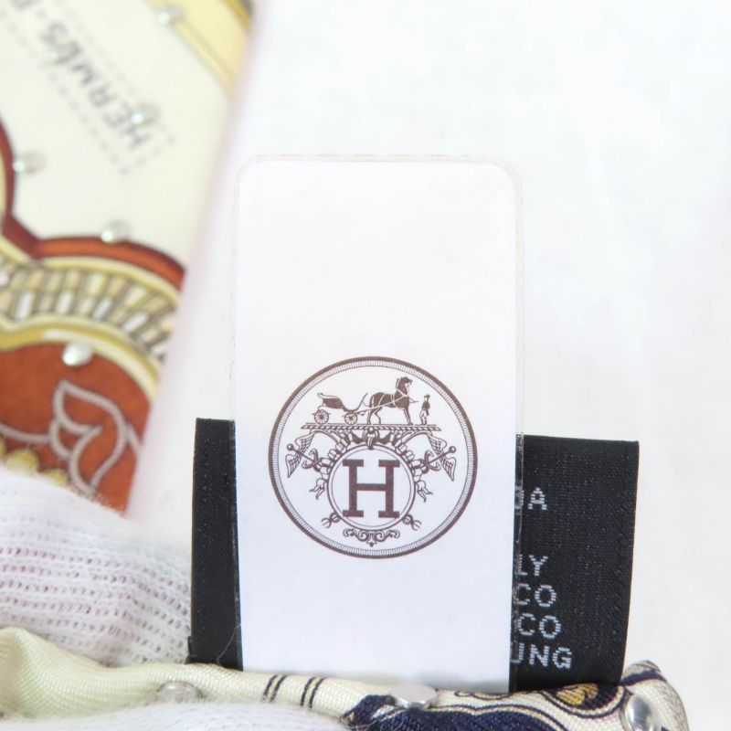 Hermes Grand Apparat Horse In Full Dress 100% Silk Creme/cuir/dore Silver