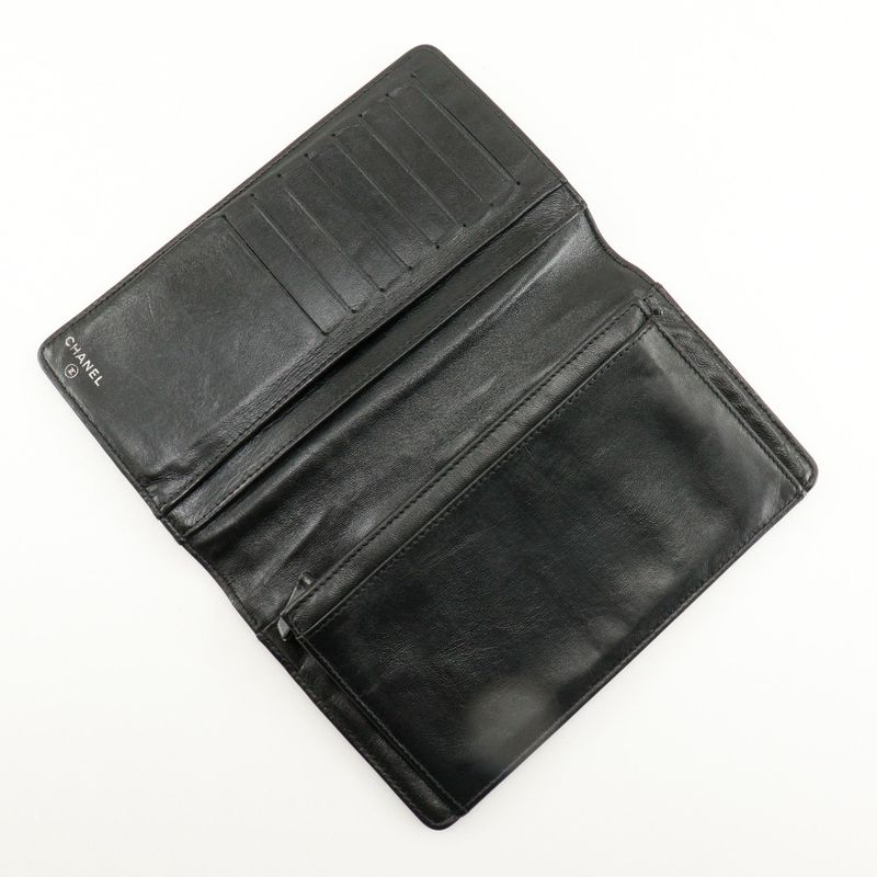 Chanel Icon Coco Mark NO5 Calf Black Ladies Long Wallet