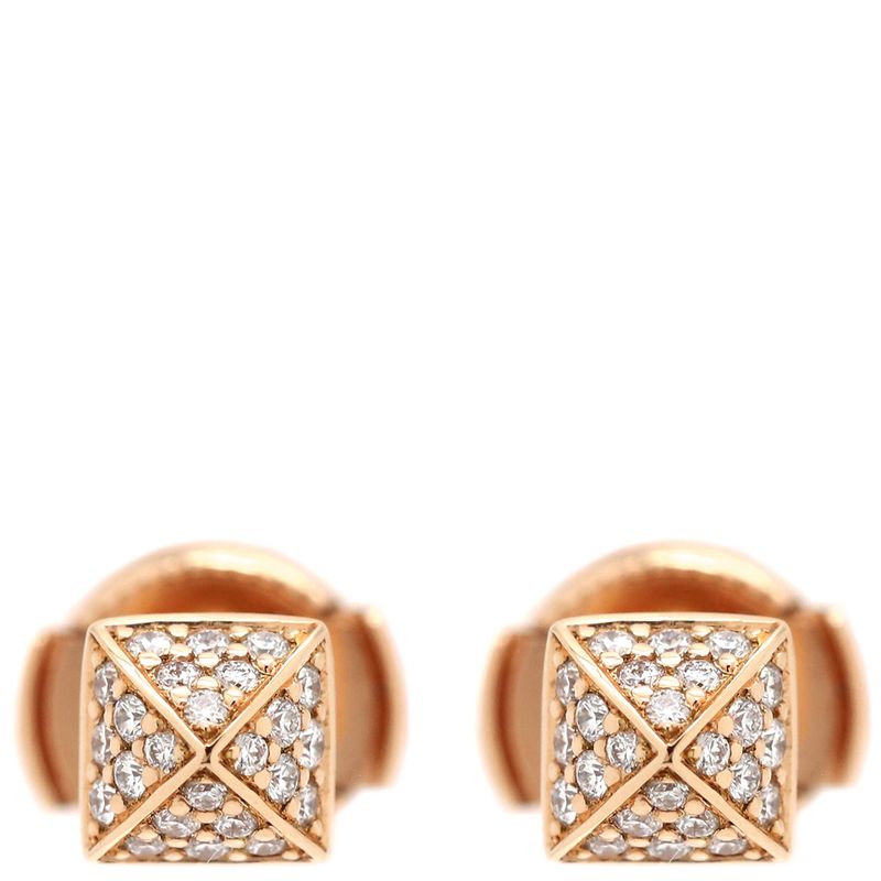 Hermes Earrings Hermes Clous de H Diamonds 18k Pink Gold Diamonds Pink Gold