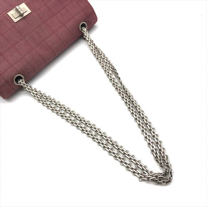 Chanel 2.55 Choco Bar Canvas Chain Shoulder Bag Gold